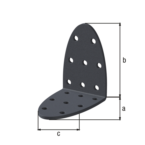 Ovado Perforated angle plate, Material: steel, Surface: galvanised, graphite grey powder-coated, Depth: 60 mm, Height: 60 mm, Width: 40 mm, Material thickness: 2.50 mm, No. of holes: 16, Hole: Ø4.5 mm, CutCase