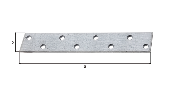Flat connector, Material: raw steel, Surface: sendzimir galvanised, Length: 170 mm, Width: 30 mm, Material thickness: 3.00 mm, No. of holes: 8, Hole: Ø5.5 mm