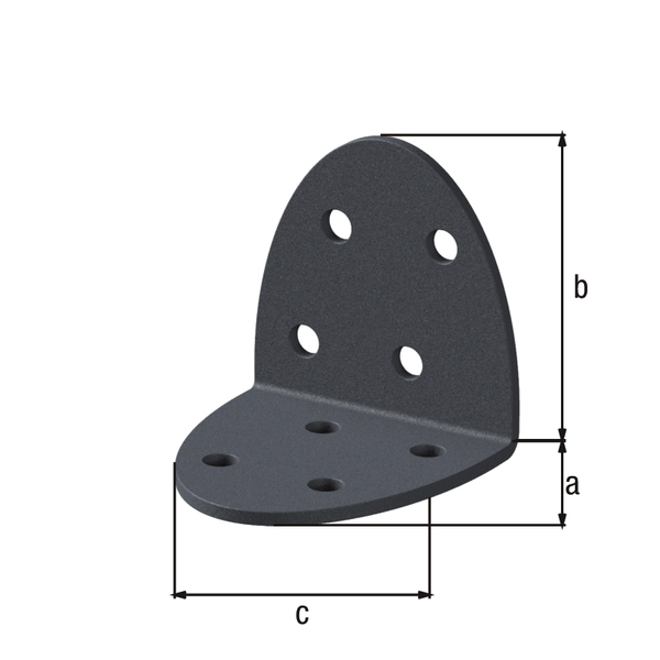 Équerre d'assemblage Ovado, Matériau: Acier, Finition: zinguée, plastifiée gris graphite, Profondeur: 40 mm, Hauteur: 40 mm, Largeur: 40 mm, Épaisseur: 2,00 mm, Nombre de trous: 8, Trou: Ø4,5 mm, CutCase