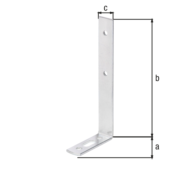 Équerre pour rails de rideaux, Matériau: Acier brut, Finition: galvanisée passivée, Profondeur: 55 mm, Hauteur: 120 mm, Largeur: 17 mm, Épaisseur: 2,50 mm, Nombre de trous: 1 / 2 / 2, Trou: 17 x 7,5 / Ø4,5 / Ø5,5 mm, CutCase