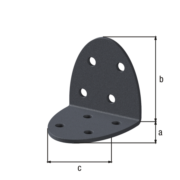 Ovado Angle bracket, Material: steel, Surface: galvanised, graphite grey powder-coated, Depth: 50 mm, Height: 50 mm, Width: 40 mm, Material thickness: 2.00 mm, No. of holes: 8, Hole: Ø4.5 mm, CutCase