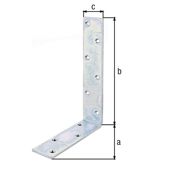 Joist hanger angle bracket, unequal sided, with countersunk screw holes, Material: raw steel, Surface: galvanised, thick-film passivated, Depth: 160 mm, Height: 240 mm, Width: 50 mm, Material thickness: 5.00 mm, No. of holes: 10, Hole: Ø7 mm
