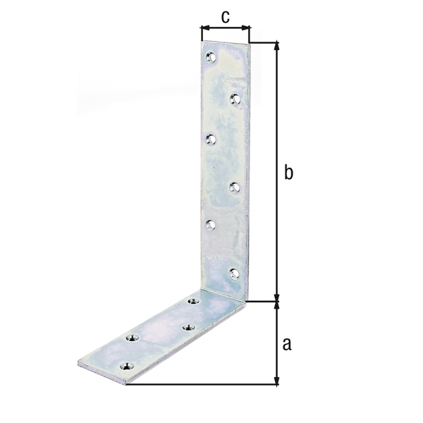 Angolare per arcarecci, modello con lati disuguali, con fori per viti incassate, Materiale: acciaio grezzo, superficie: galvanizzata, passivata a strato spesso, Profondità: 160 mm, altezza: 240 mm, larghezza: 50 mm, Spessore del materiale: 5,00 mm, Numero di fori: 10, Foro: Ø7 mm