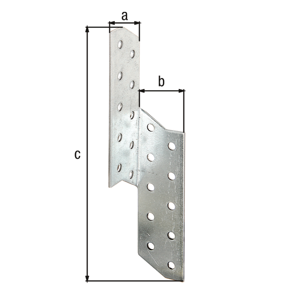 Escuadra asimétrica, Material: Acero crudo, Superficie: acero galvanizado Sendzimir, derecha e izquierda, con distintivo CE conforme a ETA-08/0170, Anchura: 32 mm, Profundidad: 32 mm, Altura: 170 mm, Autorización: Idoneidad técnica europea ETA-08/0170, Espesura del material: 2,00 mm, Número de agujeros: 20, Perforación: Ø5 mm