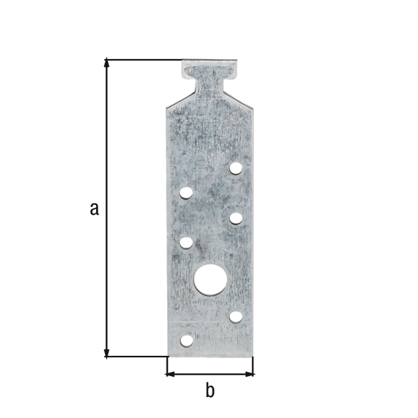 Profilanker für Halfenschienen, Material: Stahl roh, Oberfläche: sendzimirverzinkt, für Halfenschienen 28/15, mit CE-Kennzeichnung nach DIN EN 14545, Länge: 180 mm, Breite: 34 mm, Materialstärke: 3,00 mm, Anzahl Löcher: 2 / 10, Loch: Ø13 / Ø5 mm, ausgelegt für Standardquerschnitte aus Konstruktionsvollholz (KVH) und Brettschichtholz (BS-Holz), CutCase