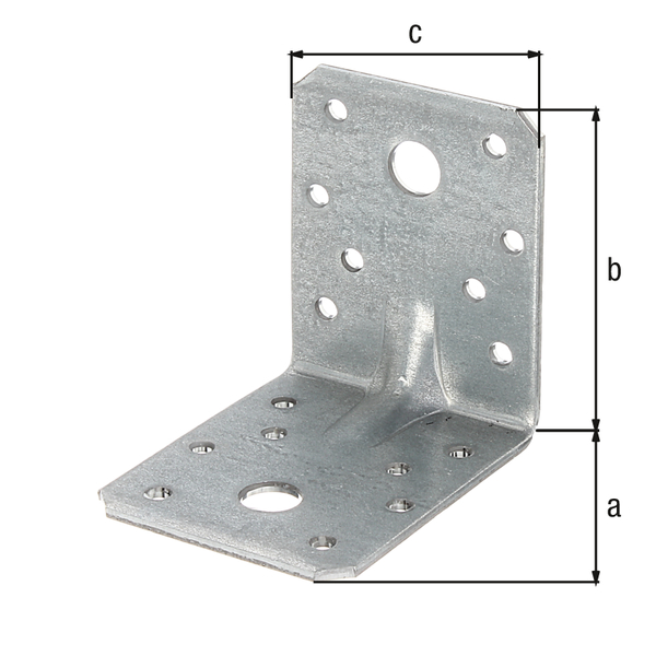 Heavy-duty angle bracket, reinforced, Material: raw steel, Surface: sendzimir galvanised, with CE marking in accordance with ETA-08/0165, Depth: 70 mm, Height: 70 mm, Width: 55 mm, Approval: Europ.techn.app. ETA-08/0165, Material thickness: 2.50 mm, No. of holes: 2 / 16, Hole: Ø11 / Ø5 mm, Specialised trade container