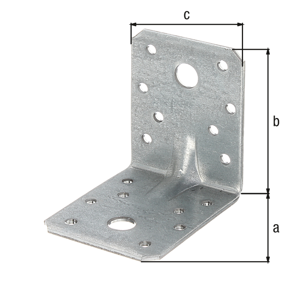 Schwerlast-Winkelverbinder mit Sicke, Material: Stahl roh, Oberfläche: sendzimirverzinkt, mit CE-Kennzeichnung nach ETA-08/0165, Tiefe: 70 mm, Höhe: 70 mm, Breite: 55 mm, Zulassung: Europ.Techn.Zul. ETA-08/0165, Materialstärke: 2,50 mm, Anzahl Löcher: 2 / 16, Loch: Ø11 / Ø5 mm, Fachhandelsgebinde