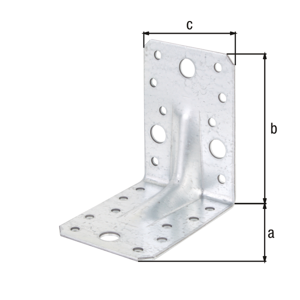 Heavy-duty angle bracket, reinforced, Material: raw steel, Surface: sendzimir galvanised, with CE marking in accordance with ETA-08/0165, Depth: 90 mm, Height: 90 mm, Width: 65 mm, Approval: Europ.techn.app. ETA-08/0165, Material thickness: 2.50 mm, No. of holes: 4 / 18, Hole: Ø11 / Ø5 mm, Specialised trade container