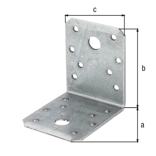 Angle bracket, Material: raw steel, Surface: sendzimir galvanised, with CE marking in accordance with ETA-08/0165, Depth: 70 mm, Height: 70 mm, Width: 55 mm, Material thickness: 2.50 mm, No. of holes: 2 / 16, Hole: Ø11 / Ø5 mm, Specialised trade container