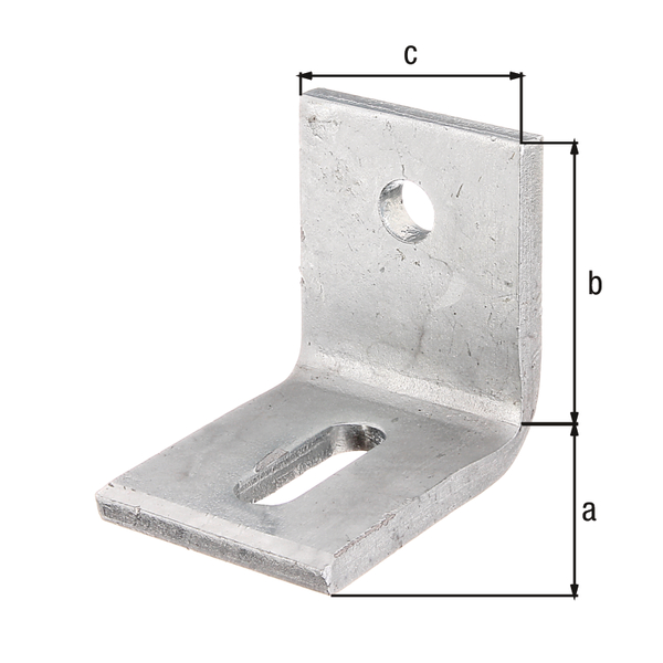 Adjustable angle connector for constructions with concrete, Material: raw steel, Surface: hot-dip galvanised, Depth: 77 mm, Height: 77 mm, Width: 60 mm, Material thickness: 8.00 mm, No. of holes: 1 / 1, Hole: 14 x 43 / Ø14 mm, CutCase