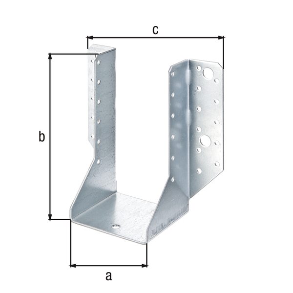 Joist hanger, type A, Material: raw steel, Surface: sendzimir galvanised, with CE marking in accordance with ETA-08/0171, Clear width: 80 mm, Height: 150 mm, Total width: 150 mm, Material thickness: 2.00 mm, No. of holes: 4 / 34, Hole: Ø11 / Ø5 mm