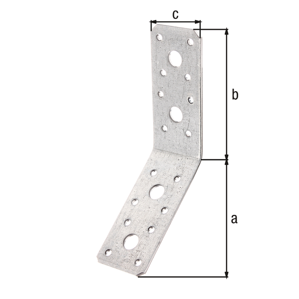 Angle bracket angled at 135°, Material: raw steel, Surface: sendzimir galvanised, Depth: 90 mm, Height: 90 mm, Width: 40 mm, Material thickness: 3.00 mm, No. of holes: 4 / 16, Hole: Ø11 / Ø5 mm, CutCase