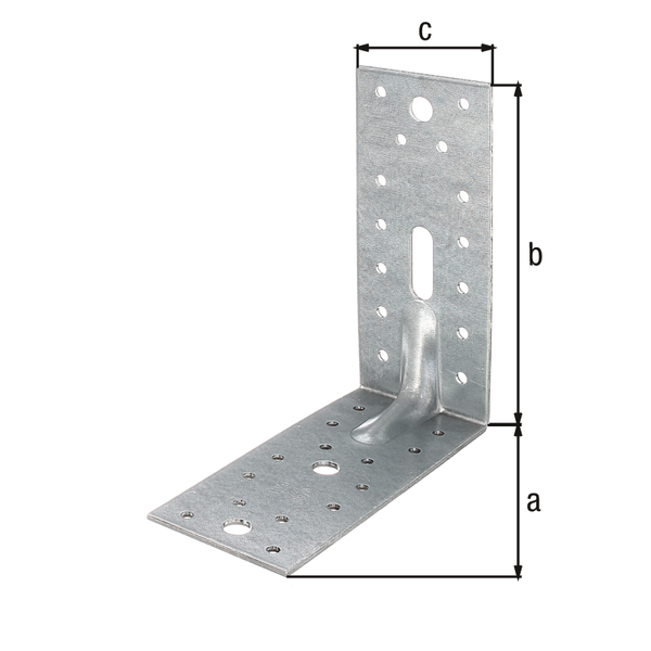Heavy-duty angle bracket, reinforced, Material: raw steel, Surface: sendzimir galvanised, with CE marking in accordance with ETA-08/0165, Depth: 150 mm, Height: 150 mm, Width: 65 mm, Approval: Europ.techn.app. ETA-08/0165, Material thickness: 2.50 mm, No. of holes: 1 / 3 / 28, Hole: 11 x 33 / Ø11 / Ø5 mm, CutCase