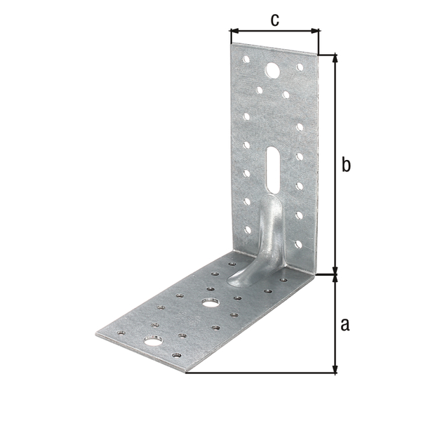 Schwerlast-Winkelverbinder mit Sicke, Material: Stahl roh, Oberfläche: sendzimirverzinkt, mit CE-Kennzeichnung nach ETA-08/0165, Tiefe: 150 mm, Höhe: 150 mm, Breite: 65 mm, Materialstärke: 2,50 mm, Anzahl Löcher: 1 / 3 / 28, Loch: 11 x 33 / Ø11 / Ø5 mm, CutCase