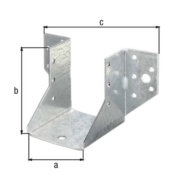 Balkenschuh, Typ A, Material: Stahl roh, Oberfläche: sendzimirverzinkt, mit CE-Kennzeichnung nach ETA-08/0171, lichte Breite: 60 mm, Höhe: 100 mm, Gesamtbreite: 138 mm, Zulassung: Europ.Techn.Zul. ETA-08/0171, Materialstärke: 2,00 mm, Anzahl Löcher: 4 / 22, Loch: Ø9 / Ø5 mm, Fachhandelsgebinde