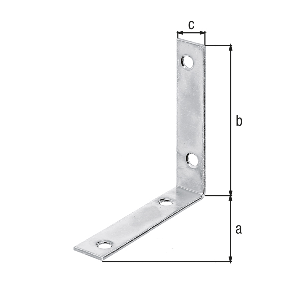 Squadretta di giunzione ad angolo, con fori su entrambi i lati per viti incassate, Materiale: acciaio grezzo, superficie: zincata sendzimir, Contenuto per U.I.: 8 Pz., Profondità: 75 mm, altezza: 75 mm, larghezza: 16 mm, Spessore del materiale: 1,75 mm, Numero di fori: 4, Foro: Ø5,5 mm, in pacco grande