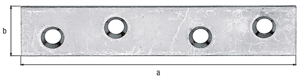 Flachverbinder, mit versenkten Schraublöchern, Material: Stahl roh, Oberfläche: sendzimirverzinkt, Inhalt pro PE: 8 St., Länge: 80 mm, Breite: 15 mm, Materialstärke: 1,75 mm, Anzahl Löcher: 4, Loch: Ø4,5 mm, im Großpack, CutCase