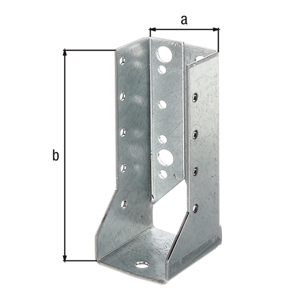 Joist hanger Type B, Material: raw steel, Surface: sendzimir galvanised, with CE marking in accordance with ETA-08/0171, Clear width: 60 mm, Height: 100 mm, Approval: Europ.techn.app. ETA-08/0171, Material thickness: 2.00 mm, No. of holes: 4 / 17, Hole: Ø9 / Ø5 mm, Specialised trade container
