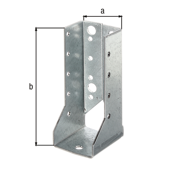 Balkenschuh, Typ B, Material: Stahl roh, Oberfläche: sendzimirverzinkt, mit CE-Kennzeichnung nach ETA-08/0171, lichte Breite: 60 mm, Höhe: 100 mm, Zulassung: Europ.Techn.Zul. ETA-08/0171, Materialstärke: 2,00 mm, Anzahl Löcher: 4 / 17, Loch: Ø9 / Ø5 mm, Fachhandelsgebinde