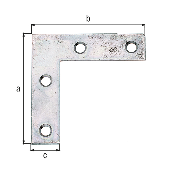 Möbelwinkel, mit versenkten Schraublöchern, Material: Stahl roh, Oberfläche: sendzimirverzinkt, Höhe: 40 mm, Länge: 40 mm, Breite: 10 mm, Materialstärke: 1,25 mm, Anzahl Löcher: 4, Loch: Ø3,2 mm, CutCase