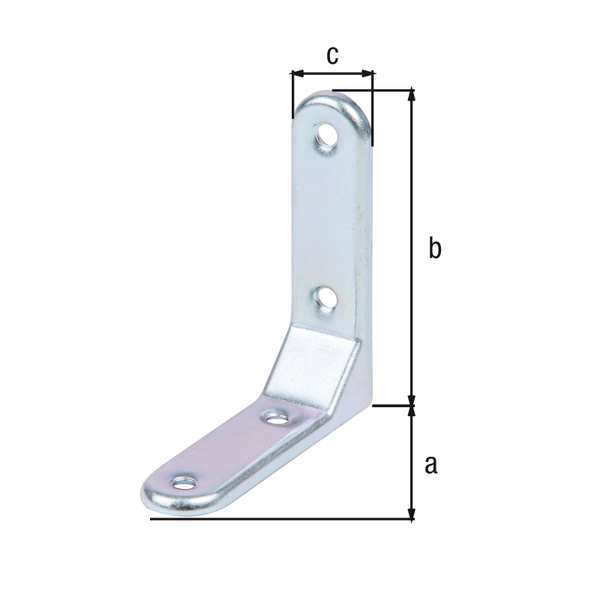 Decorative angle bracket, stamped, with countersunk screw holes, Material: raw steel, Surface: galvanised, thick-film passivated, Depth: 75 mm, Height: 75 mm, Width: 20 mm, Material thickness: 1.00 mm, No. of holes: 4, Hole: Ø5.3 mm, CutCase