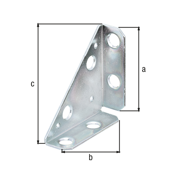 Eckplatte, Material: Stahl roh, Oberfläche: sendzimirverzinkt, Schenkellänge links: 50 mm, Schenkellänge rechts: 50 mm, Breite: 70 mm, Materialstärke: 1,50 mm, Anzahl Löcher: 6, Loch: Ø6,5 mm, CutCase