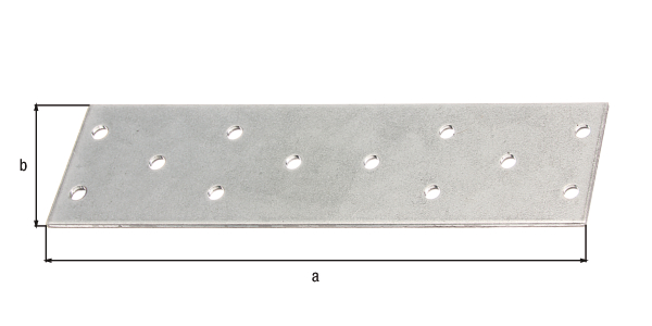 Perforated plate, Material: raw steel, Surface: sendzimir galvanised, with CE marking in accordance with DIN EN 14545, Length: 155 mm, Width: 40 mm, Approval: Europ.Techn.Zul. EN14545:2008, Material thickness: 2.00 mm, No. of holes: 12, Hole: Ø5 mm, CutCase