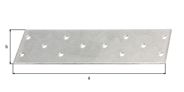 Lochplatte, Material: Stahl roh, Oberfläche: sendzimirverzinkt, mit Kennzeichnung nach EN 14545, Länge: 155 mm, Breite: 40 mm, Materialstärke: 2,00 mm, Anzahl Löcher: 12, Loch: Ø5 mm, CutCase