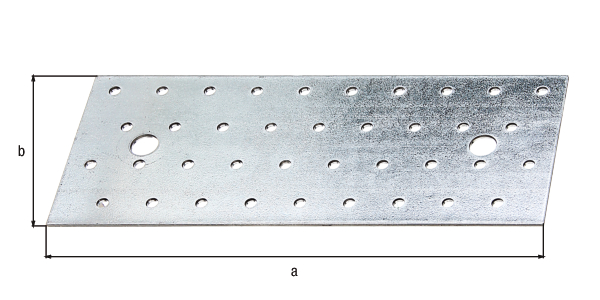 Płytka perforowana, materiał: stal surowa, powierzchnia: ocynkowana metodą Sędzimira, z oznaczeniem zgodnie z EN 14545, Długość: 200 mm, Szerokość: 80 mm, Grubość materiału: 2,00 mm, Liczba otworów: 2 / 38, Otwór: Ø11 / Ø5 mm, Polska, CutCase