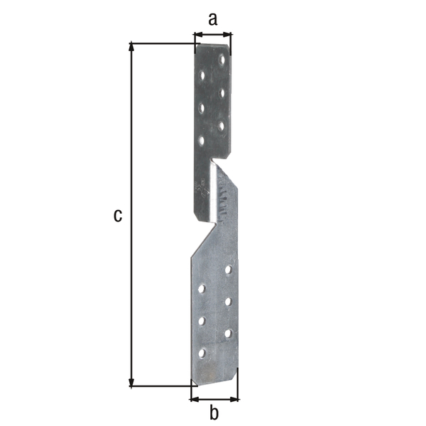 Sparren-Pfettenanker, universal verwendbar, Material: Stahl roh, Oberfläche: sendzimirverzinkt, mit CE-Kennzeichnung nach ETA-14/0105, Breite: 33 mm, Tiefe: 33 mm, Höhe: 210 mm, Materialstärke: 2,00 mm, Anzahl Löcher: 12, Loch: Ø5 mm, ausgelegt für Standardquerschnitte aus Konstruktionsvollholz (KVH) und Brettschichtholz (BS-Holz), CutCase