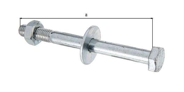 Sechskantschraube, D-Fix, für H-Pfostenträger, U-Pfostenträger etc., Material: Stahl roh, Oberfläche: galvanisch blau verzinkt, in Hängebox, Inhalt pro PE: 2 St., Länge: 110 mm, Gewinde: M10, SB-verpackt