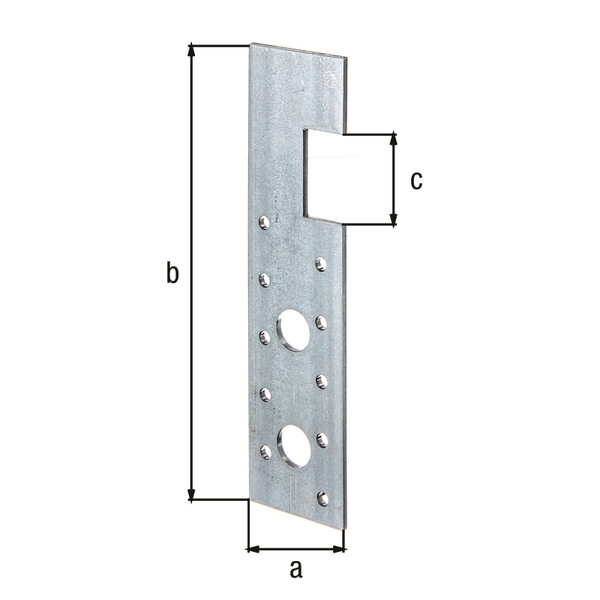 HE-Anker, Material: Stahl roh, Oberfläche: sendzimirverzinkt, Breite: 40 mm, Höhe: 160 mm, Führungshöhe: 30 mm, Materialstärke: 3,00 mm, Anzahl Löcher: 2 / 10, Loch: Ø14 / Ø4,5 mm, ausgelegt für Standardquerschnitte aus Konstruktionsvollholz (KVH) und Brettschichtholz (BS-Holz), CutCase