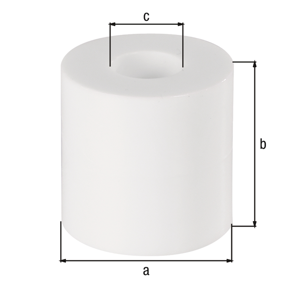 Distanzhülse für Schrauben, Material: Kunststoff (Acrylnitril/Butadien/Styrol), Farbe: weiß, Inhalt pro PE: 10 St., Außen-Ø: 20 mm, Höhe: 20 mm, Innen-Ø: 8,5 mm, SB-verpackt