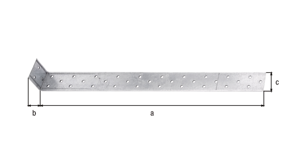 Flachstahl-Betonanker, Material: Stahl roh, Oberfläche: sendzimirverzinkt, zum Einbetonieren, mit CE-Kennzeichnung nach ETA-08/0165, Tiefe: 400 mm, Höhe: 40 mm, Breite: 40 mm, Materialstärke: 2,00 mm, Anzahl Löcher: 33, Loch: Ø5 mm, Polen