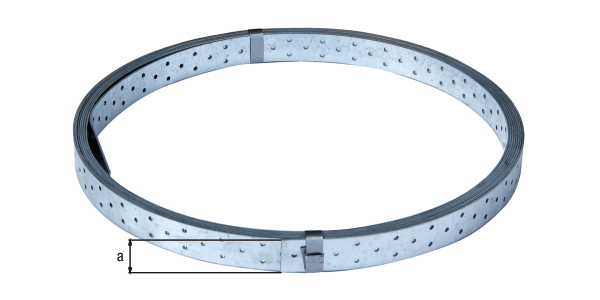 Cinta perforada, Material: Acero crudo, Superficie: acero galvanizado Sendzimir, con distintivo conforme a EN 14545, Anchura: 40 mm, Longitud: 10 m, Espesura del material: 2,00 mm, Perforación: Ø5 mm