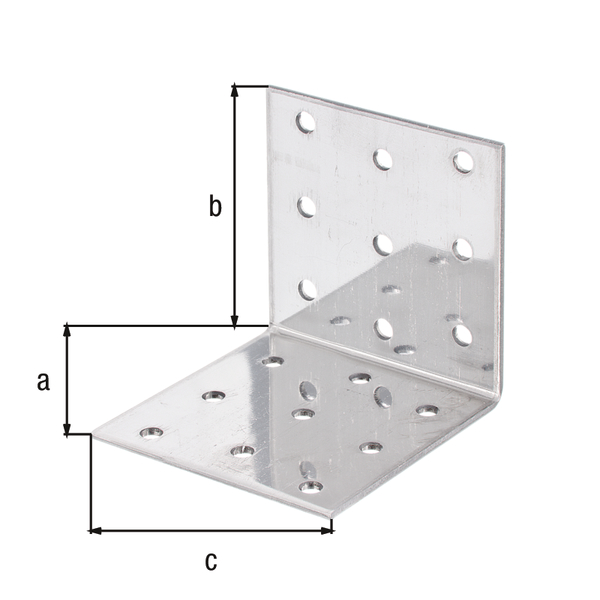 Escuadra estrecha perforada, Material: Acero crudo, Superficie: acero galvanizado Sendzimir, con distintivo CE conforme a ETA-08/0165, Contenido por U.P.: 20 Pieza, Profundidad: 40 mm, Altura: 40 mm, Anchura: 60 mm, Espesura del material: 2,50 mm, Número de agujeros: 12, Perforación: Ø5 mm, en paquete grande, CutCase