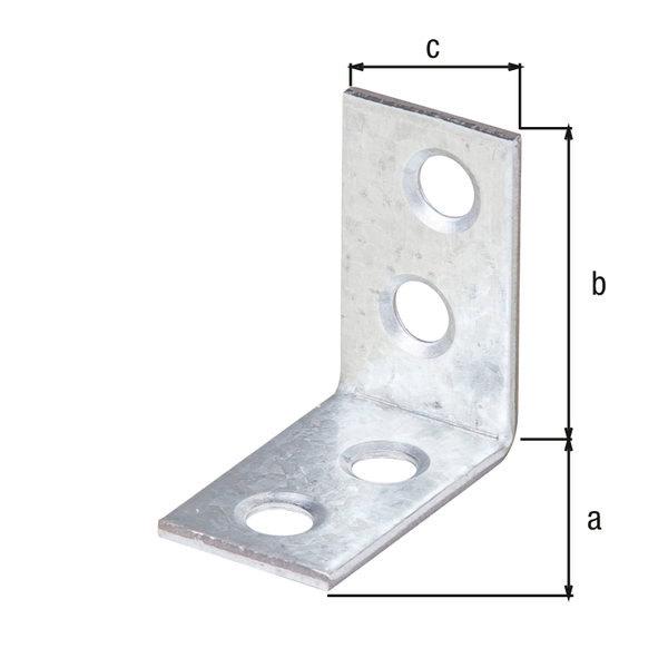 Escuadra de silla, con agujeros de atornillar avellanados en ambos lados, Material: Acero crudo, Superficie: acero galvanizado Sendzimir, Profundidad: 25 mm, Altura: 25 mm, Anchura: 14 mm, Espesura del material: 1,50 mm, Número de agujeros: 4, Perforación: Ø4,5 mm, CutCase