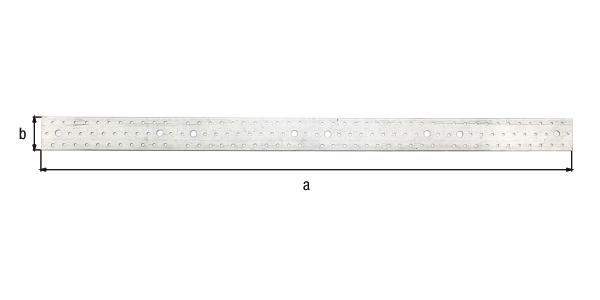 Bande multi-trous, Matériau: Acier brut, Finition: galvanisée Sendzimir, avec marquage selon EN 14545, Longueur: 960 mm, Largeur: 60 mm, Épaisseur: 2,00 mm, Trou: Ø11 / Ø5 mm