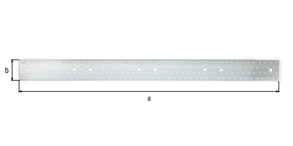 Lochplattenstreifen, Material: Stahl roh, Oberfläche: sendzimirverzinkt, mit Kennzeichnung nach EN 14545, Länge: 960 mm, Breite: 80 mm, Materialstärke: 2,00 mm, Loch: Ø11 / Ø5 mm