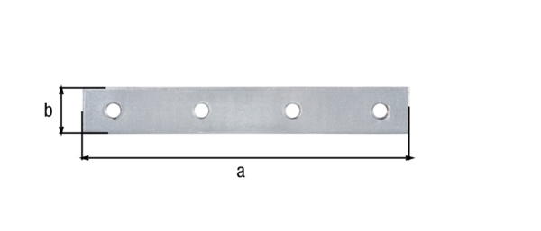 Flachverbinder, mit versenkten Schraublöchern, Material: Stahl roh, Oberfläche: sendzimirverzinkt, Länge: 136 mm, Breite: 20 mm, Materialstärke: 2,00 mm, Anzahl Löcher: 4, Loch: Ø5,5 mm