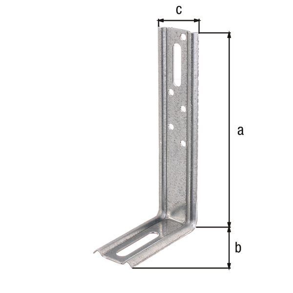 Escuadra regulable ángulo de 90°, Material: Acero crudo, Superficie: acero galvanizado Sendzimir, Profundidad: 140 mm, Altura: 70 mm, Anchura: 30 mm, Espesura del material: 1,50 mm, Número de agujeros: 1 / 1 / 5, Perforación: 8 x 40 / 6,5 x 40 / Ø4,5 mm, CutCase