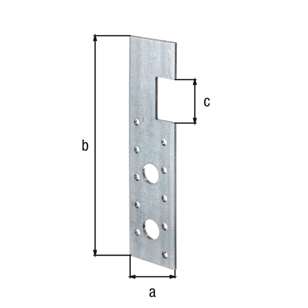 HE post support, Material: raw steel, Surface: sendzimir galvanised, Width: 55 mm, Height: 180 mm, Guide height: 30 mm, Material thickness: 3.00 mm, No. of holes: 2 / 12, Hole: Ø13 / Ø5 mm, Designed for standard cross-sections made from solid structural timber (SST) and glued laminated timber (glulam), CutCase