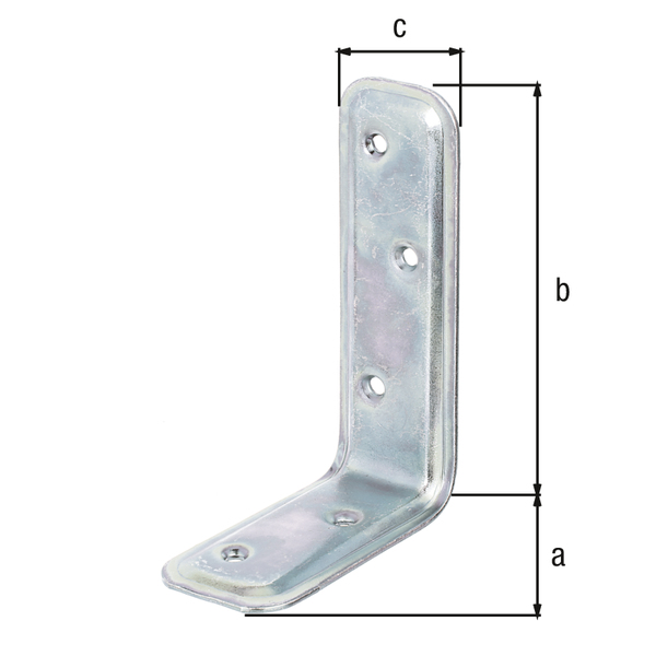 Supporting angle bracket, embossed, with countersunk screw holes, Material: raw steel, Surface: galvanised, thick-film passivated, Depth: 80 mm, Height: 120 mm, Width: 40 mm, Material thickness: 2.00 mm, No. of holes: 5, Hole: Ø4.5 mm, CutCase