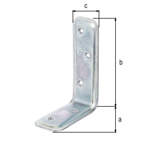 Escuadra de apoyo empotrada, con agujeros para atornillar avellanados, Material: Acero crudo, Superficie: galvanizados, pasivado con capa gruesa, Profundidad: 80 mm, Altura: 120 mm, Anchura: 40 mm, Espesura del material: 2,00 mm, Número de agujeros: 5, Perforación: Ø4,5 mm, CutCase