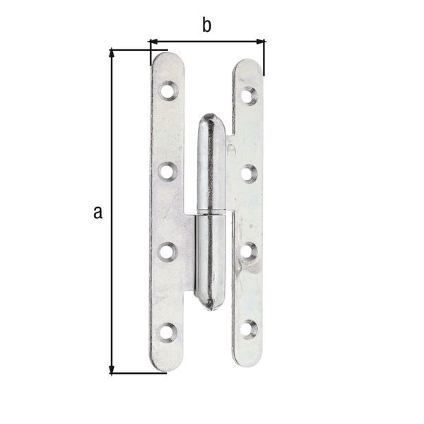 Paumelle universelle Paris, avec trous de vis fraisés, Matériau: Acier brut, Finition: zinguée, droite, Longueur: 140 mm, Largeur: 55 mm, Épaisseur: 3,00 mm, Nombre de trous: 8, Trou: Ø5,5 mm