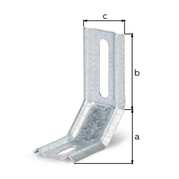 Escuadra regulable dos ángulos de 45°, Material: Acero crudo, Superficie: acero galvanizado Sendzimir, Profundidad: 35 mm, 30 mm, Altura: 50 mm, Anchura: 32 mm, Espesura del material: 1,50 mm, Número de agujeros: 1 / 1, Perforación: 8 x 40 / 6,5 x 20 mm