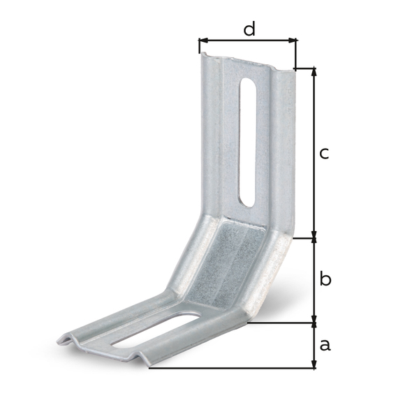 Kątownik przesuwny, kąt 2 x 45°, materiał: stal surowa, powierzchnia: ocynkowana metodą Sędzimira, Głębokość: 50 mm, 30 mm, Wysokość: 50 mm, Szerokość: 32 mm, Grubość materiału: 1,50 mm, Liczba otworów: 1 / 1, Otwór: 8 x 40 / 6,5 x 40 mm, CutCase