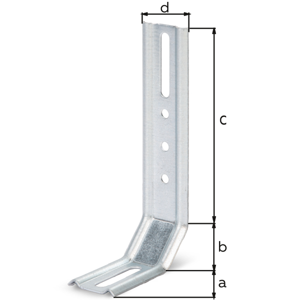 Adjustable angle connector, stamped, 2 angles 45°, Material: raw steel, Surface: sendzimir galvanised, Depth: 50 mm, Leg: 30 mm, Height: 120 mm, Width: 32 mm, Material thickness: 1.50 mm, No. of holes: 1 / 1 / 3, Hole: 8 x 40 / 6.5 x 40 / Ø5.5 mm, CutCase