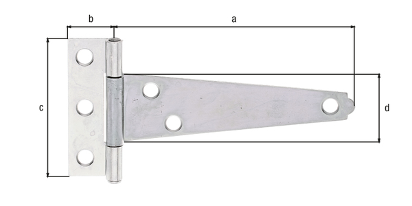 Cerniera per casse, con perno rivettato, con fori per viti incassate, Materiale: acciaio grezzo, superficie: galvanizzata, passivata a strato spesso, Lunghezza bandella: 100 mm, Larghezza cerniera: 20 mm, Lunghezza cerniera: 60 mm, Larghezza bandella: 29 mm, Modello: rullato, Spessore del materiale: 1,50 mm, Numero di fori: 6, Foro: Ø5,5 mm