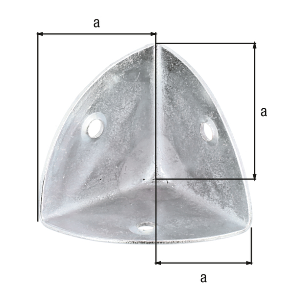 Kistenecke, mit versenkten Schraublöchern, Material: Stahl roh, Oberfläche: galvanisch verzinkt, Dickschichtschutz, Länge: 35 mm, Materialstärke: 0,80 mm, Anzahl Löcher: 3, Loch: Ø4 mm